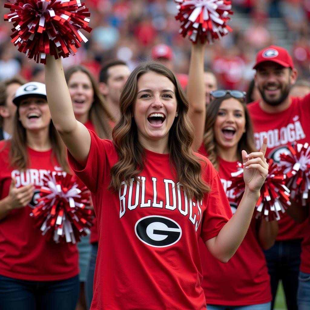 Georgia Bulldogs Fans with Pom Poms