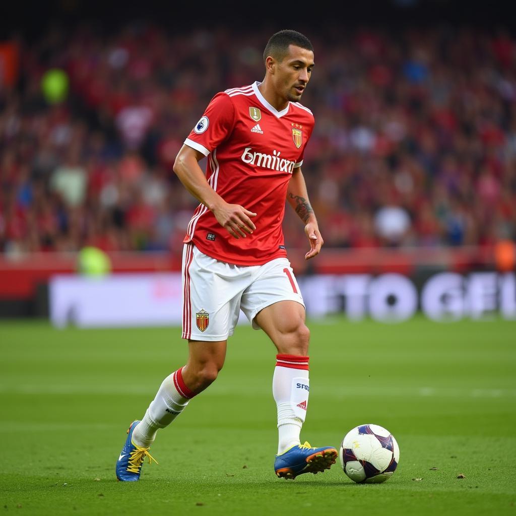 Girona FC midfielder showcasing exceptional ball control during the match.