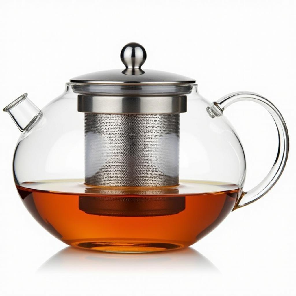 Glass teapot with a stainless-steel infuser