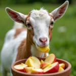 Goat Eating Apples Safely