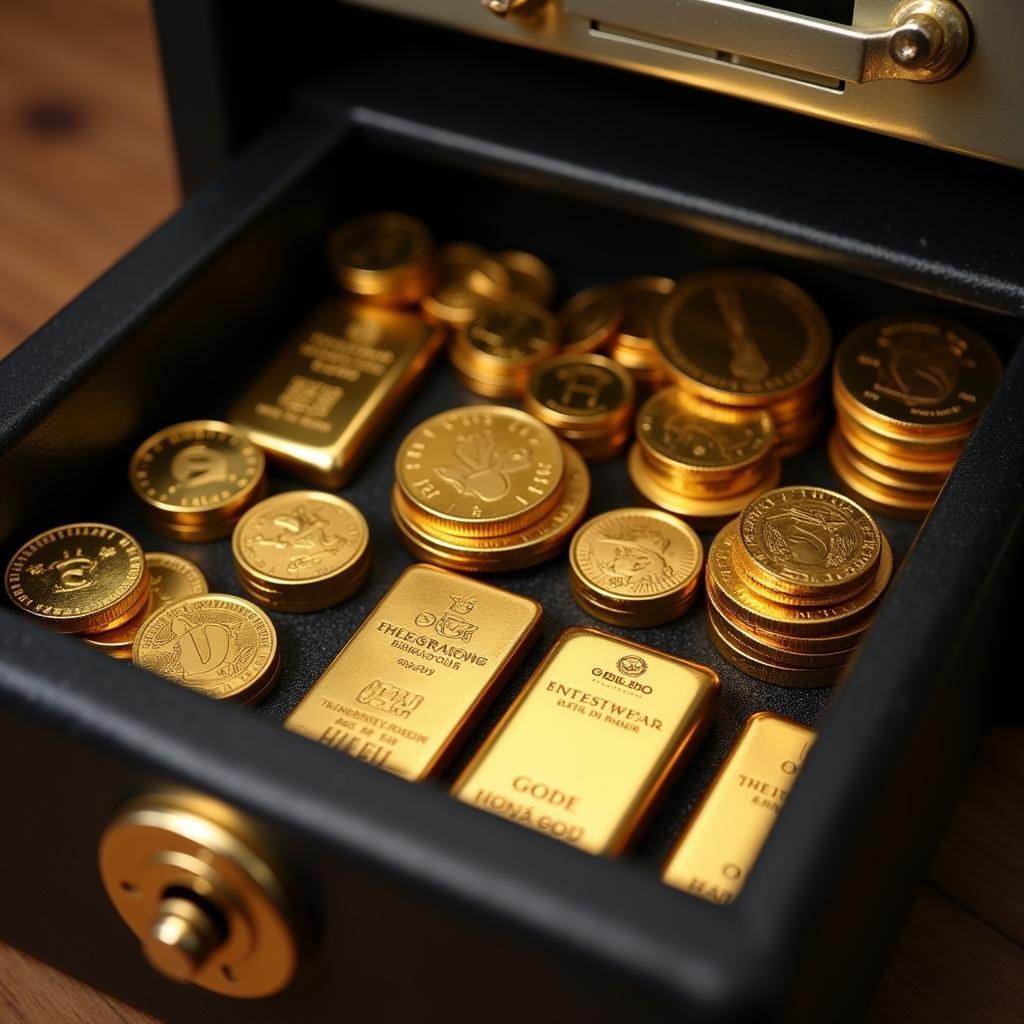 Gold Bars and Coins in Investment Portfolio