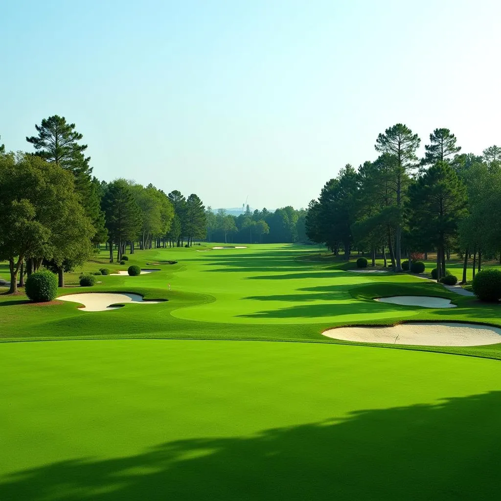 Golf course with green in focus