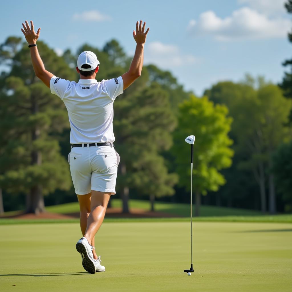 Golfer's Joy After Successful One and Done Shot