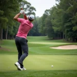 Golfer hitting an approach shot to the green