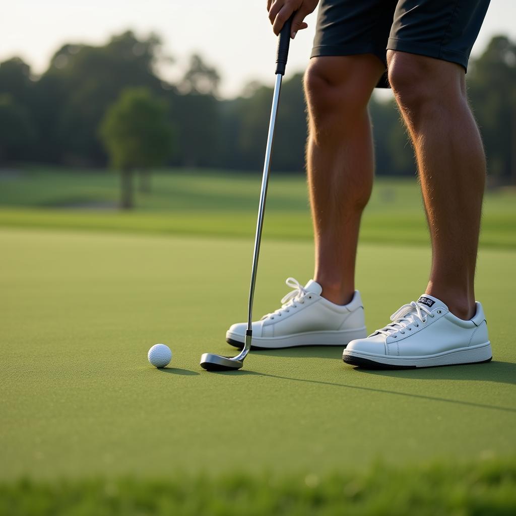 Golfer Putting on Green