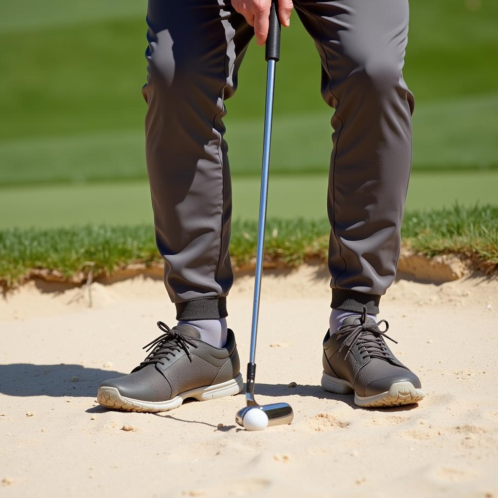 Golfer's Stance in a Sand Bunker