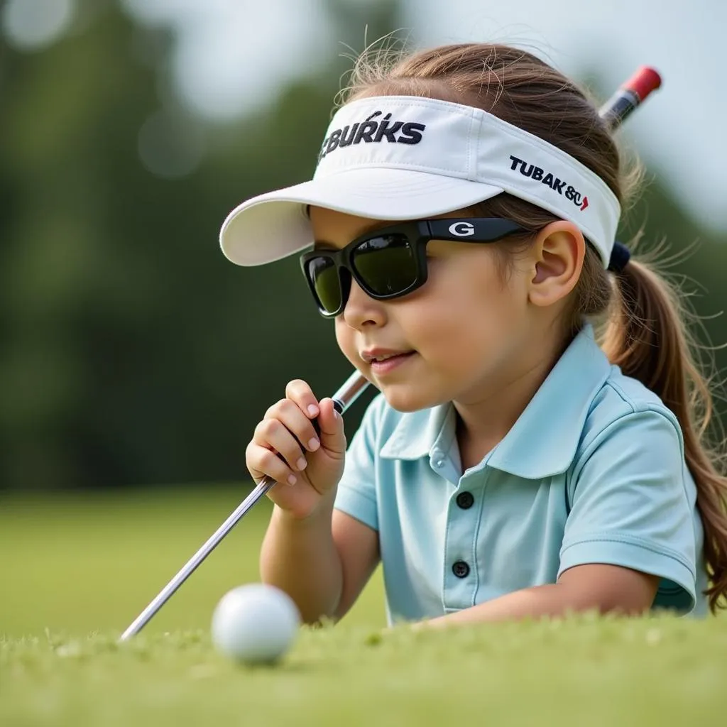 Golfer Wearing PGA Tour Sunglasses While Putting