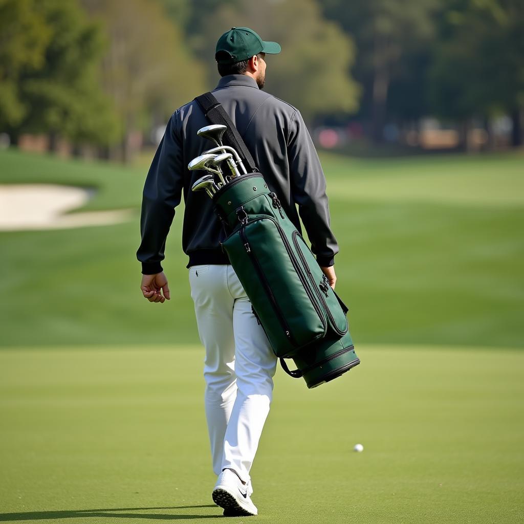 Golfer Proudly Carrying Masters Edition Bag