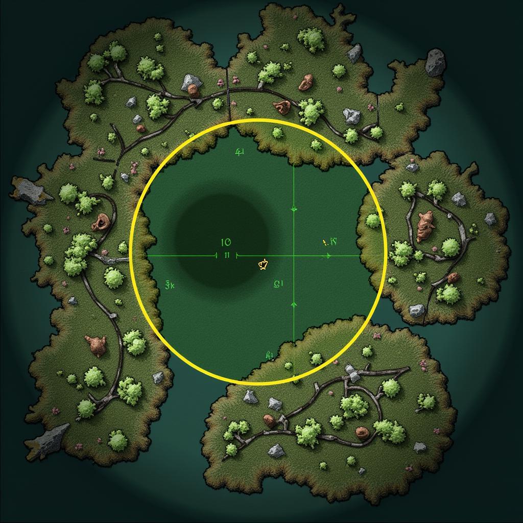 In-game map with a potential "green shadow" location marked