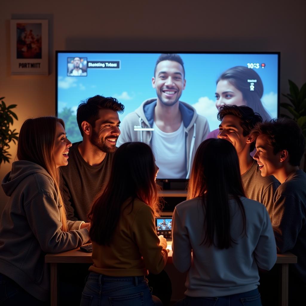 Group of Friends Enjoying Online Gaming Together