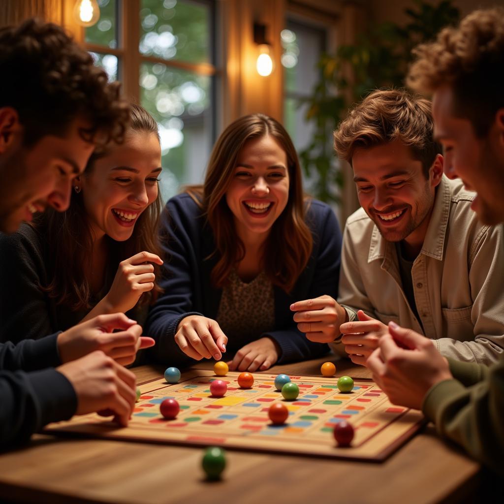  Group of Friends Enjoying a Board Ball Game 