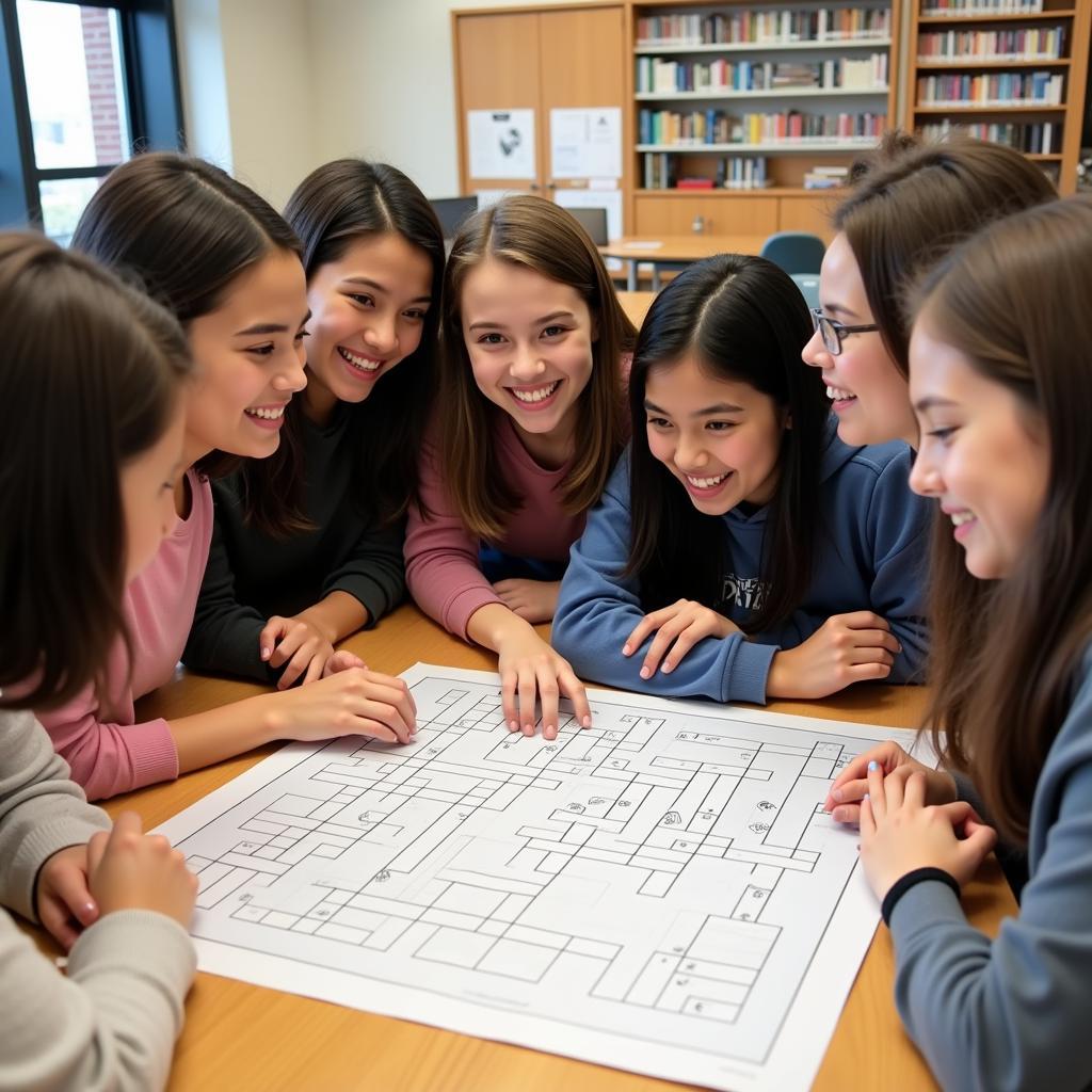 Group of Students Solving Library IDs Crossword