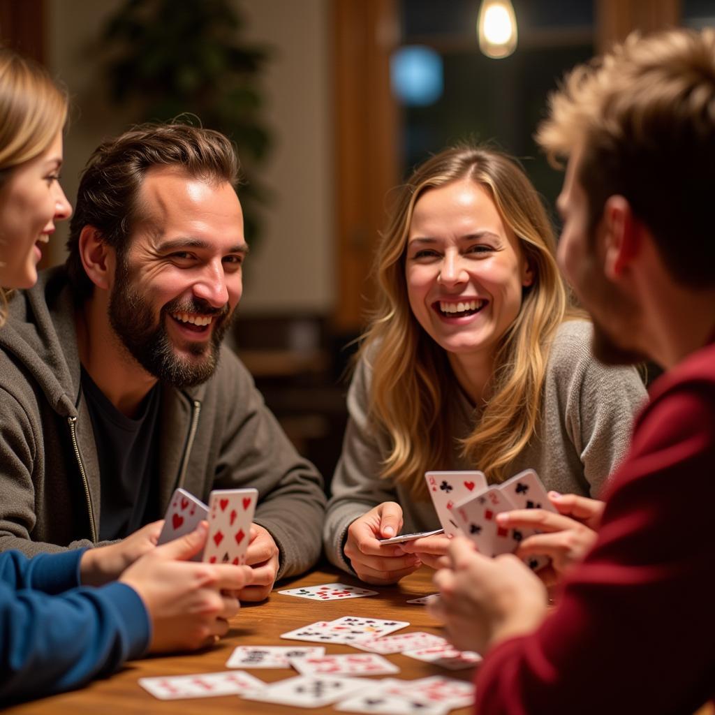 Friends and Family Engaged in a Card Game