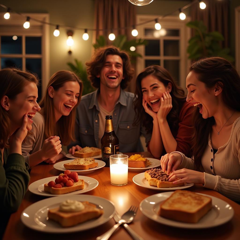 Friends laughing and enjoying the French Toast game