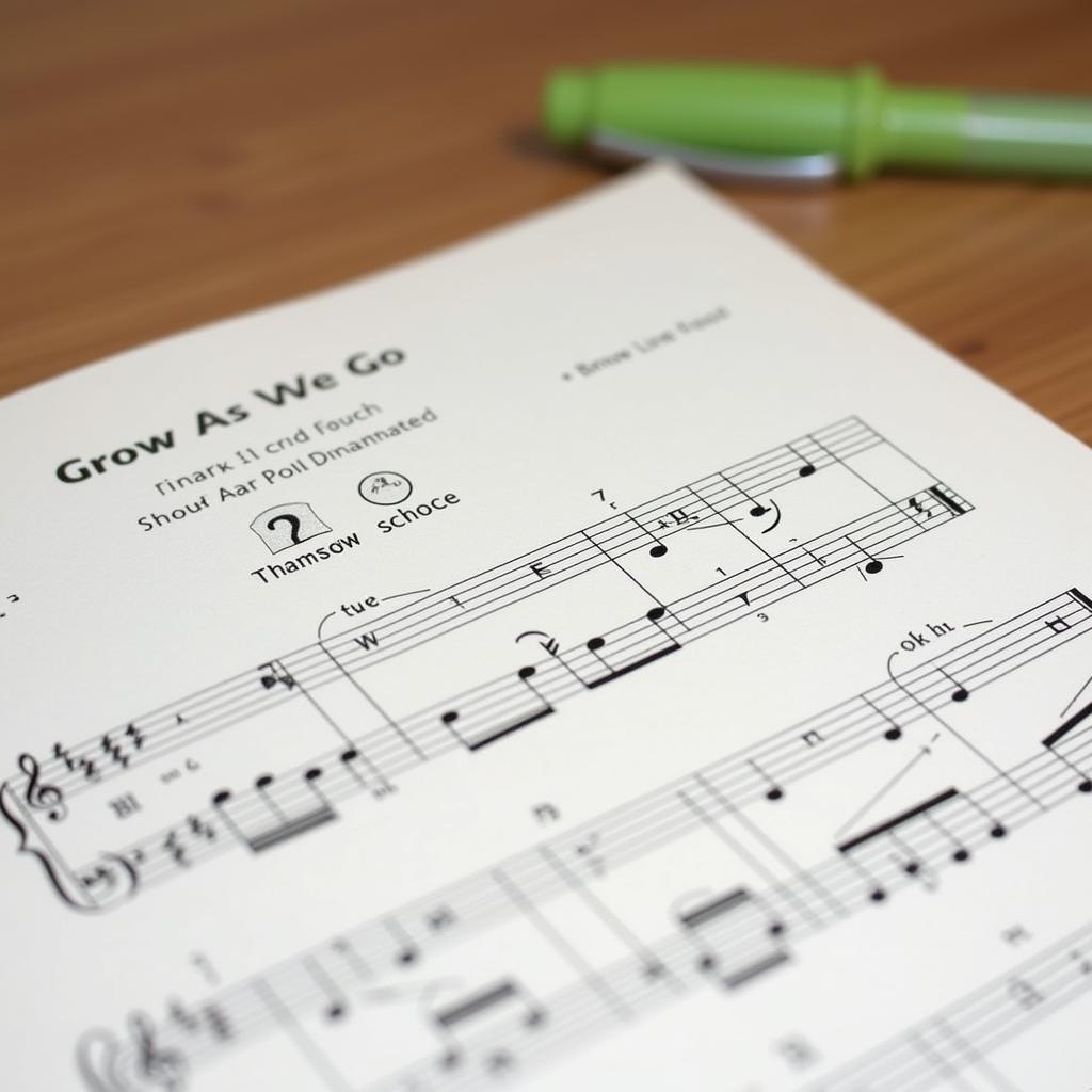 Piano Sheet Music for "Grow As We Go"