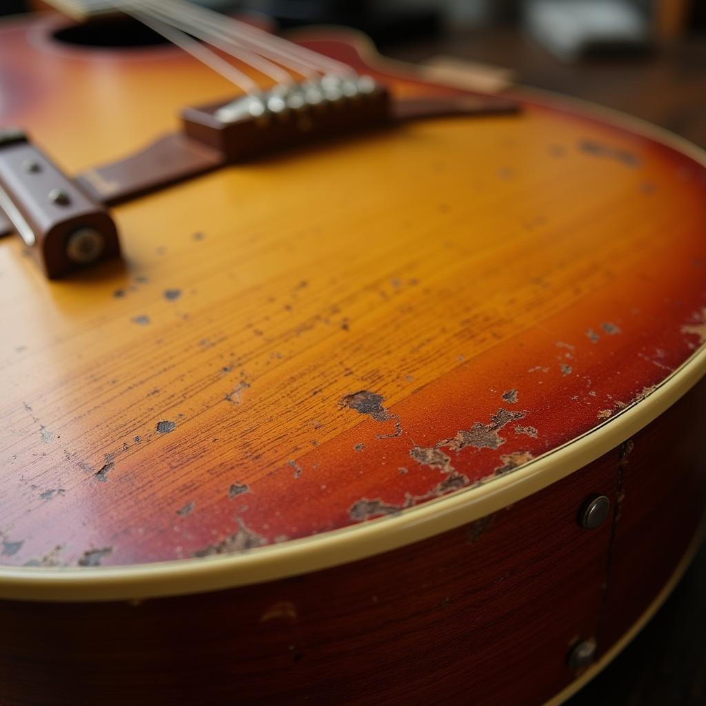 Close-up of a Road Worn Guitar Body