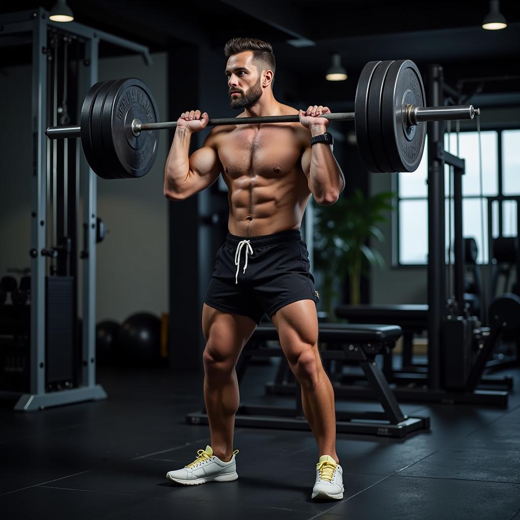 A person lifting weights in the gym