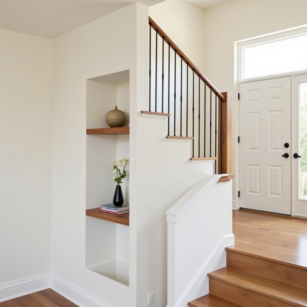 Half Wall Stair Railing with Integrated Storage