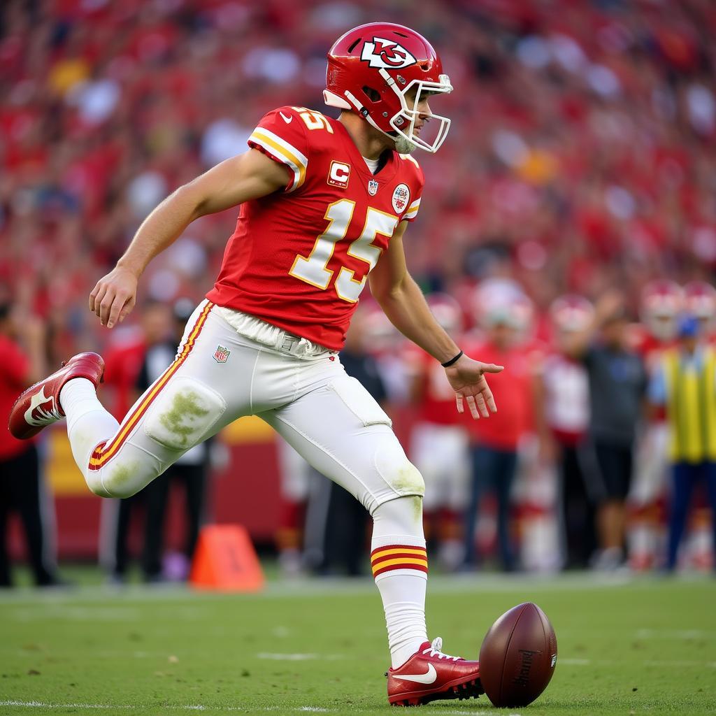 Harrison Butker Lines Up a Field Goal