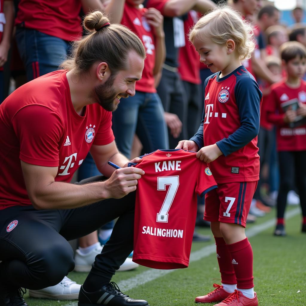 Harry Kane Signing Bayern Munich Kit for Fans