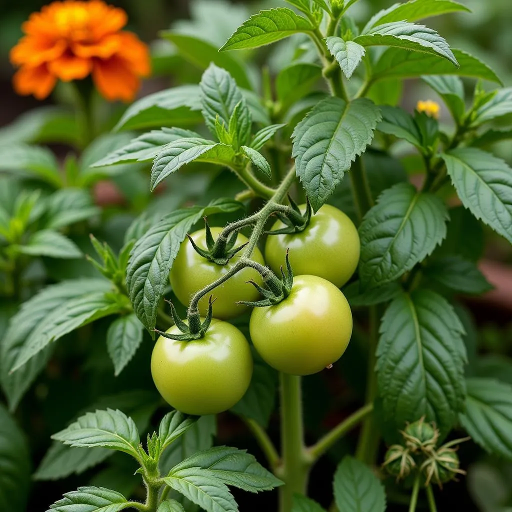 Healthy tomato plants thriving in a garden