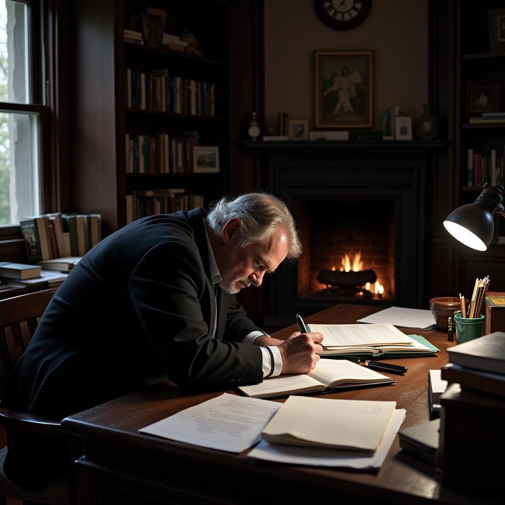 Hewitt Buck Dunn working in his study