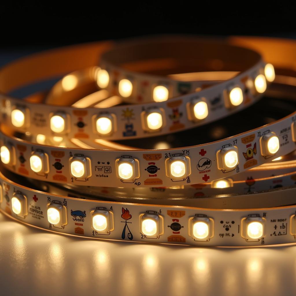 Close-up view of a high density LED strip light