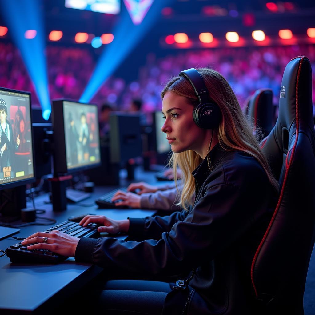 Hillary Simms competing in an esports tournament