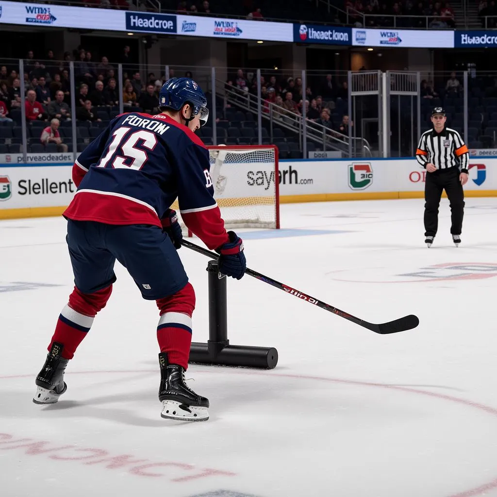 Player practicing on shooting pad