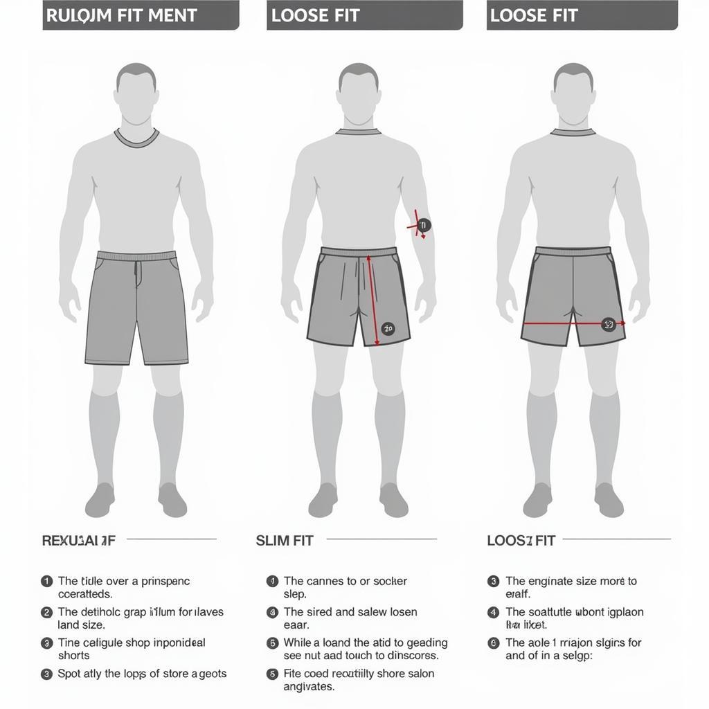 Different fits of soccer shorts for men.