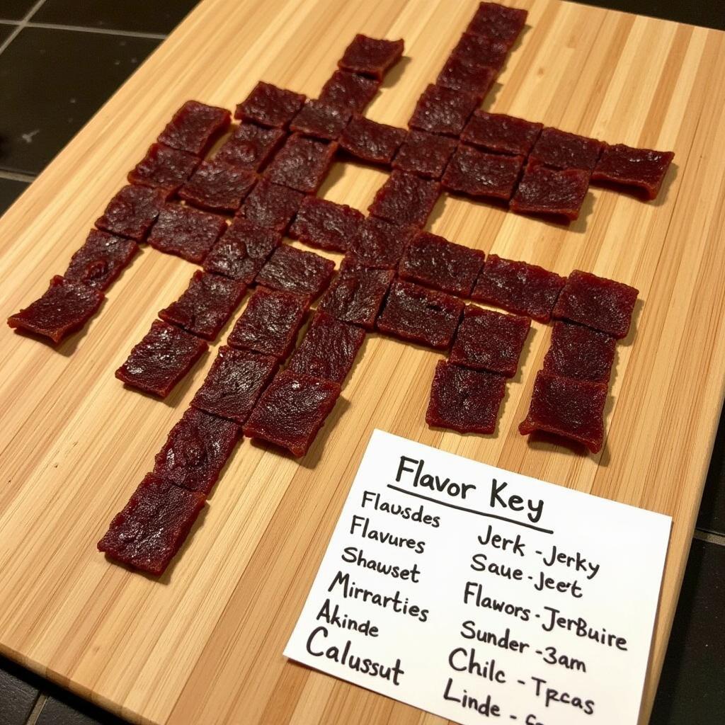 Homemade jerky crossword puzzle with a personalized flavor key