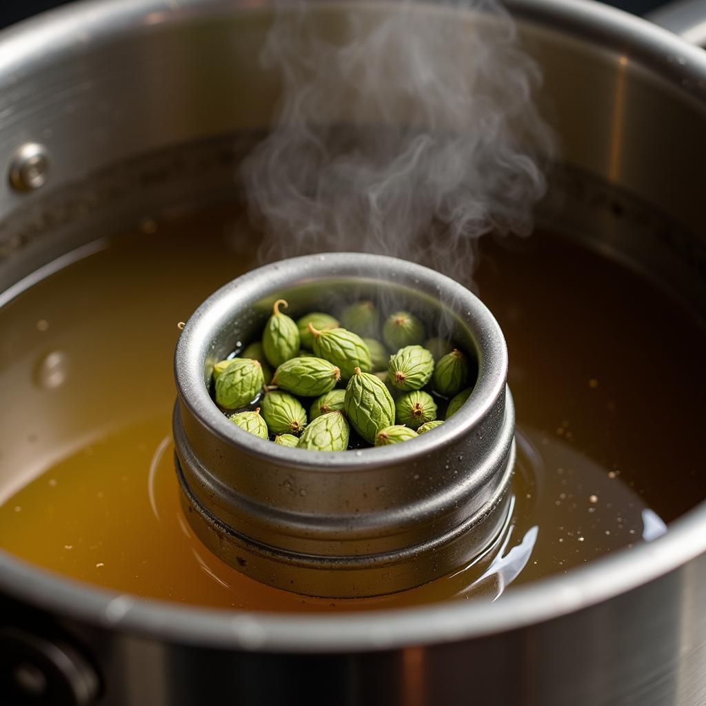 Hop Ring in Action Inside a Brewing Kettle