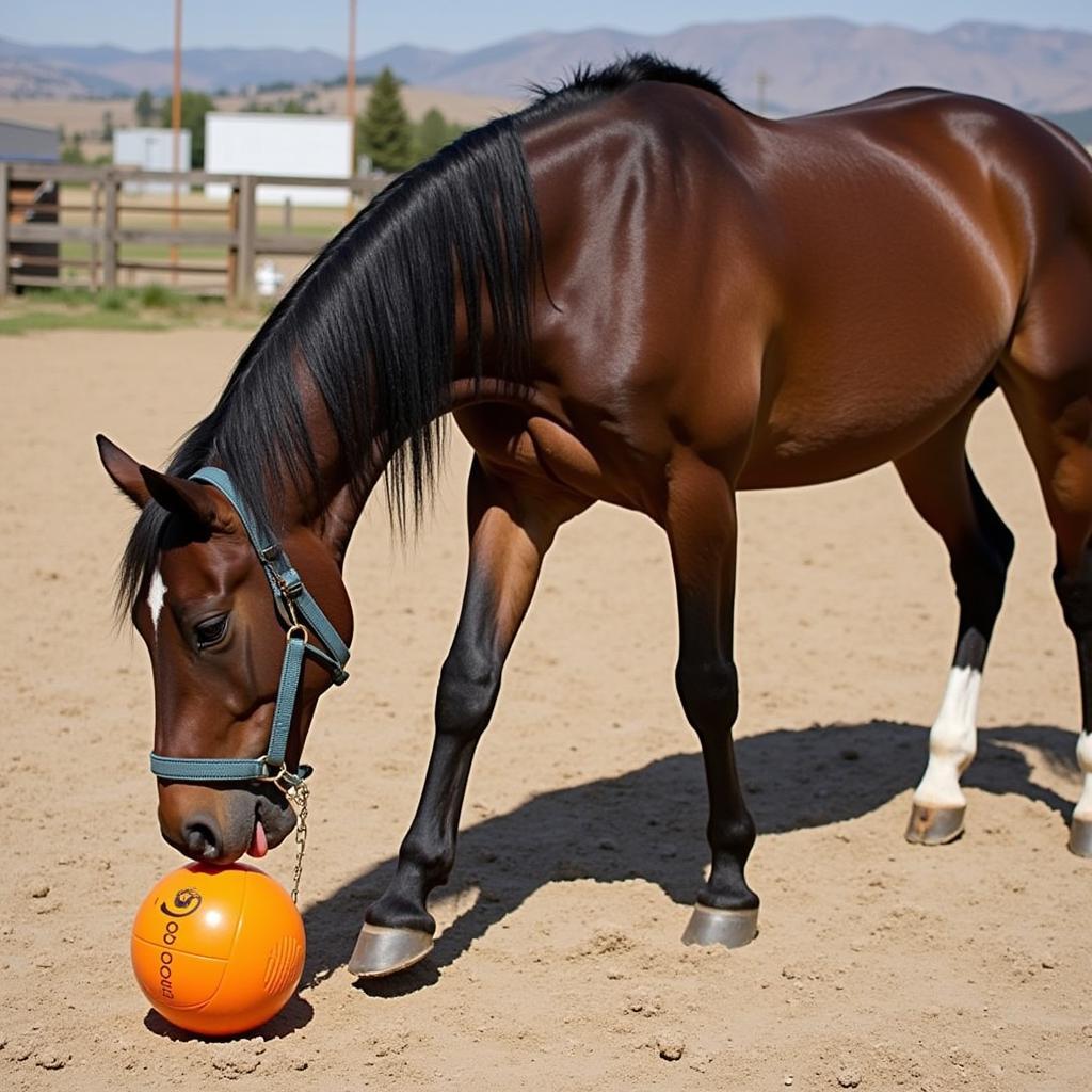 Horse Enjoying a Ball Toy