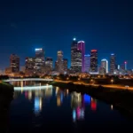 Vibrant Houston Skyline at Night