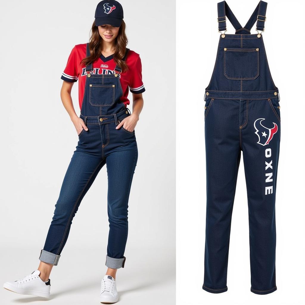 Game Day Outfit Featuring Houston Texans Overalls