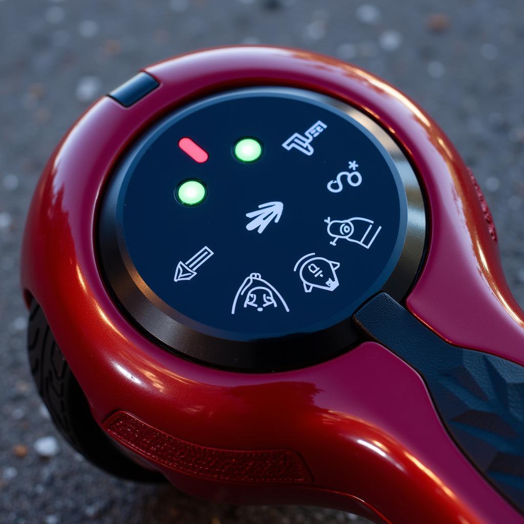 Close-up of hoverboard mini control panel