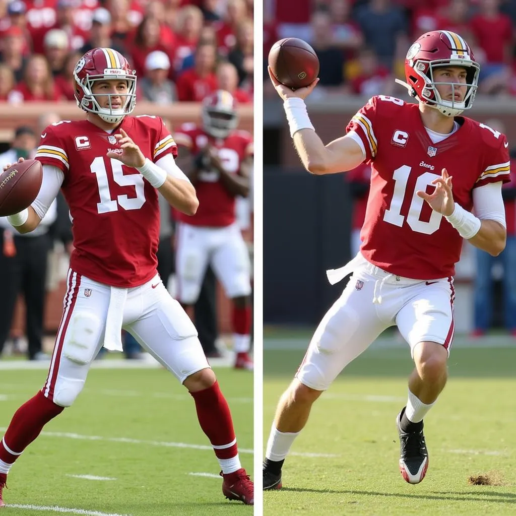 Sam Howell and Kyler Murray throwing the football