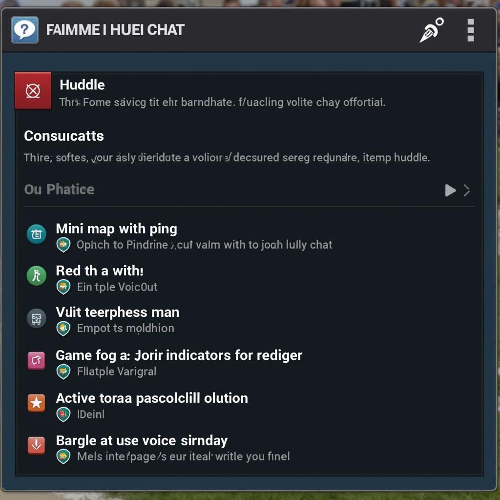 Example of a Huddle Menu in a Game