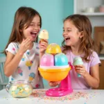 Kids making ice cream together