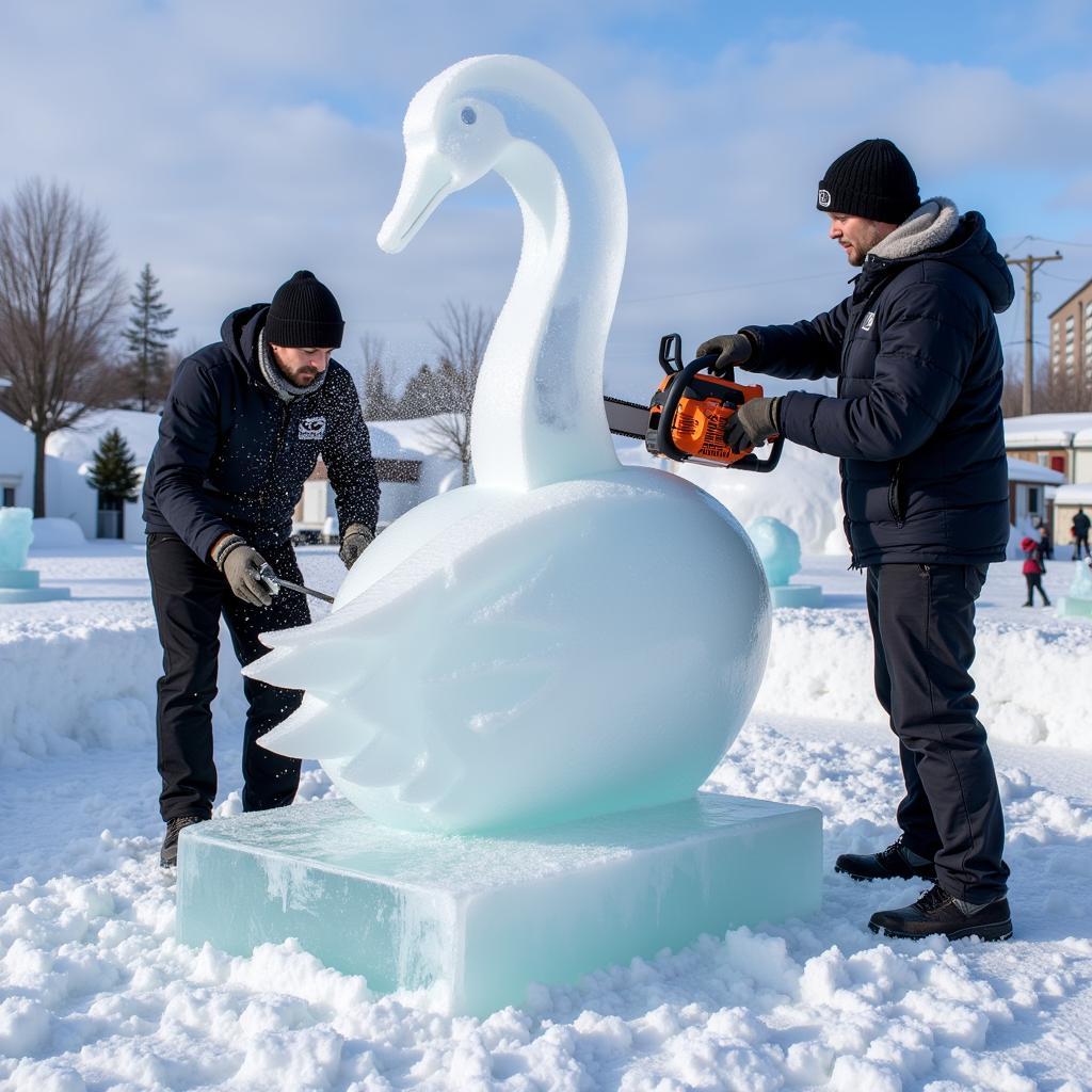 Ice Sculpting Artist at Work