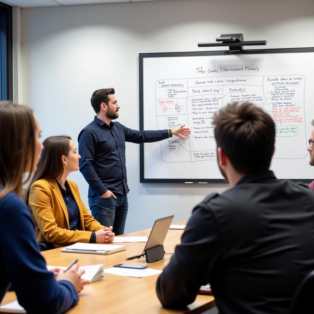 Ignacio Gonzalez-Lang leading a strategic meeting with his team