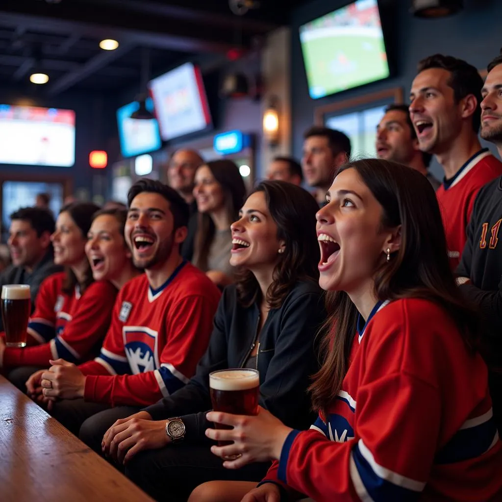 Illinois Hockey Fans Watching Game Together