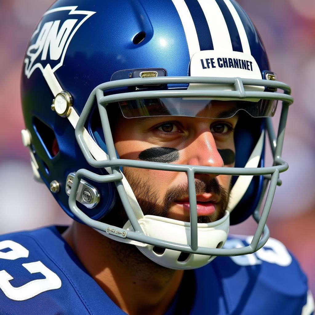 Close-up of a helmet with an impact-resistant visor