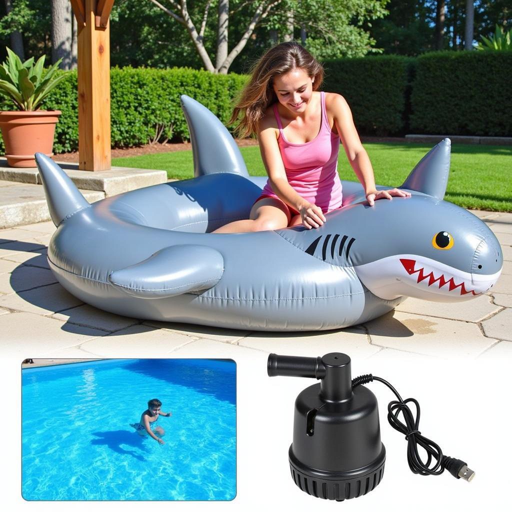 Inflating a Shark Pool Float With an Electric Pump