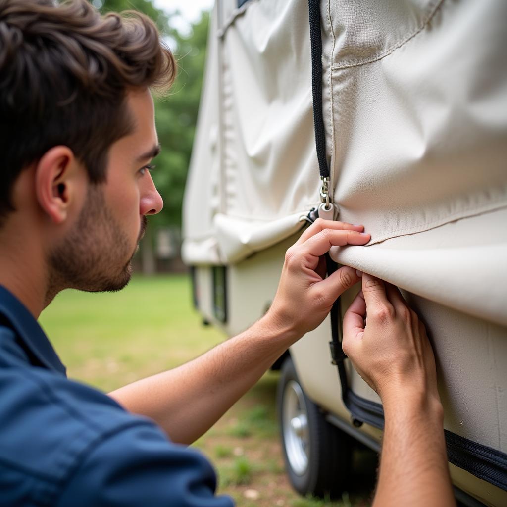 Inspecting Pop Up Camper Canvas for Damage