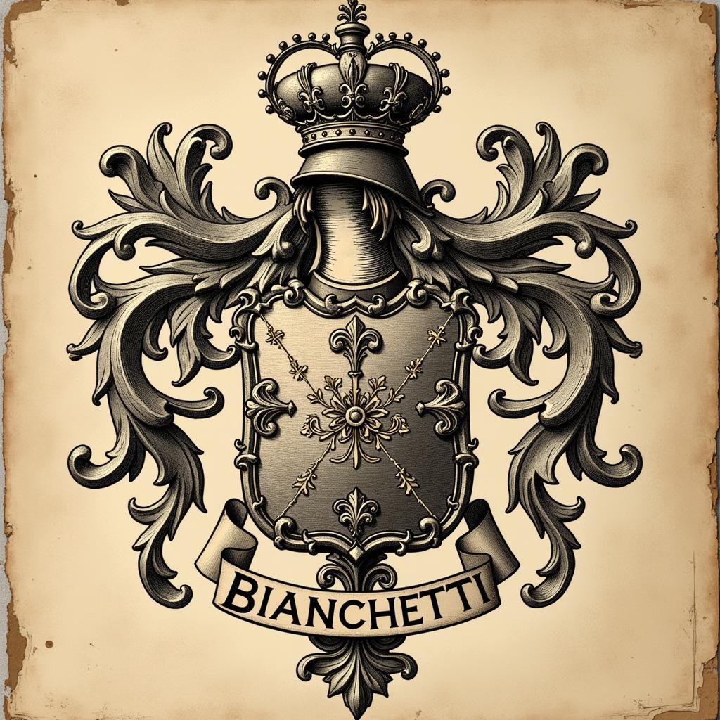 Italian Family Crest Displaying "Bianchetti"