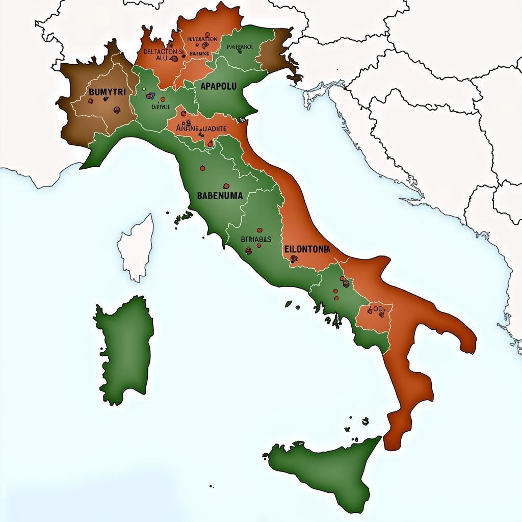 Map of Italy with Soccer Team Locations