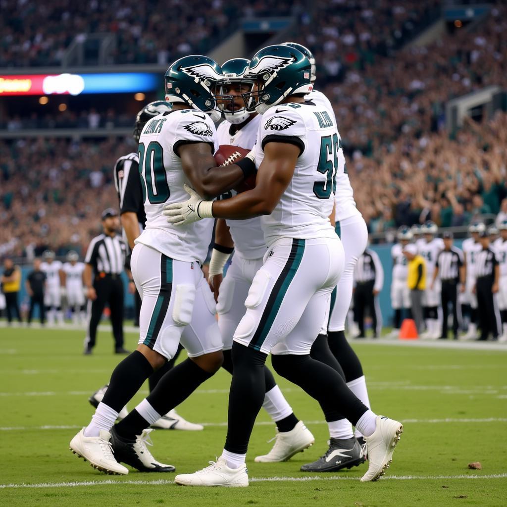 Jake Elliott celebrating a successful field goal