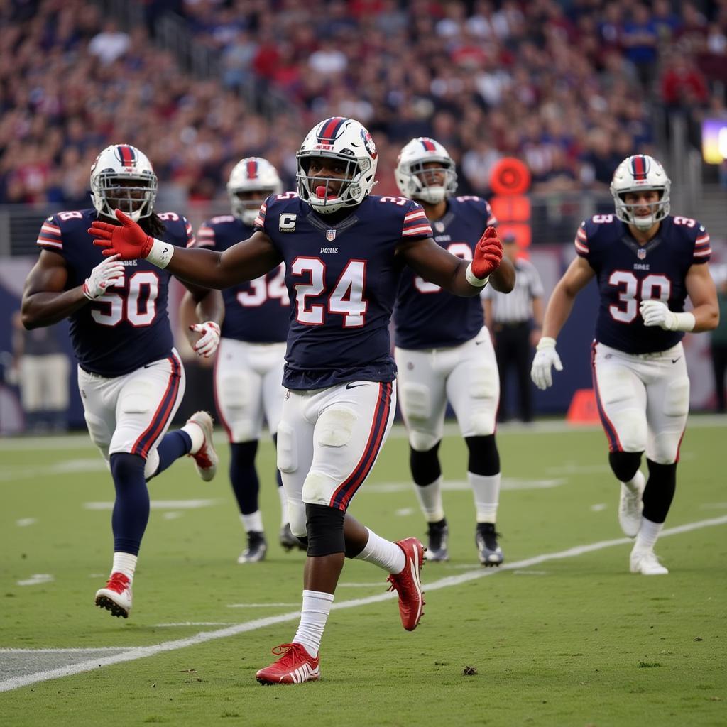 Jaylen Waddle celebrating a touchdown