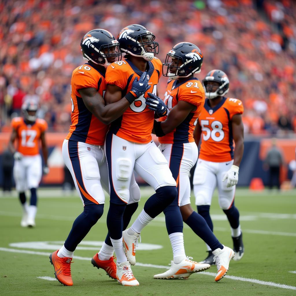 Jerry Jeudy Celebrating a Touchdown with Teammates